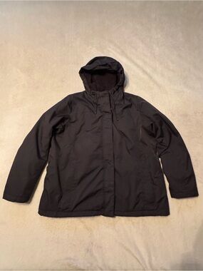L.L. Bean Jacket Womens Black Hooded Sherpa Fleece Lined Parka Coat Winter 1X